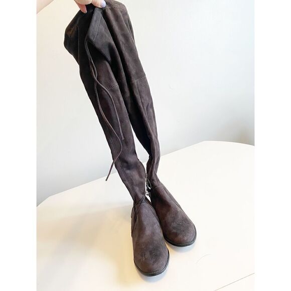 NWOT knee high faux suede brown boots - Picture 2 of 3